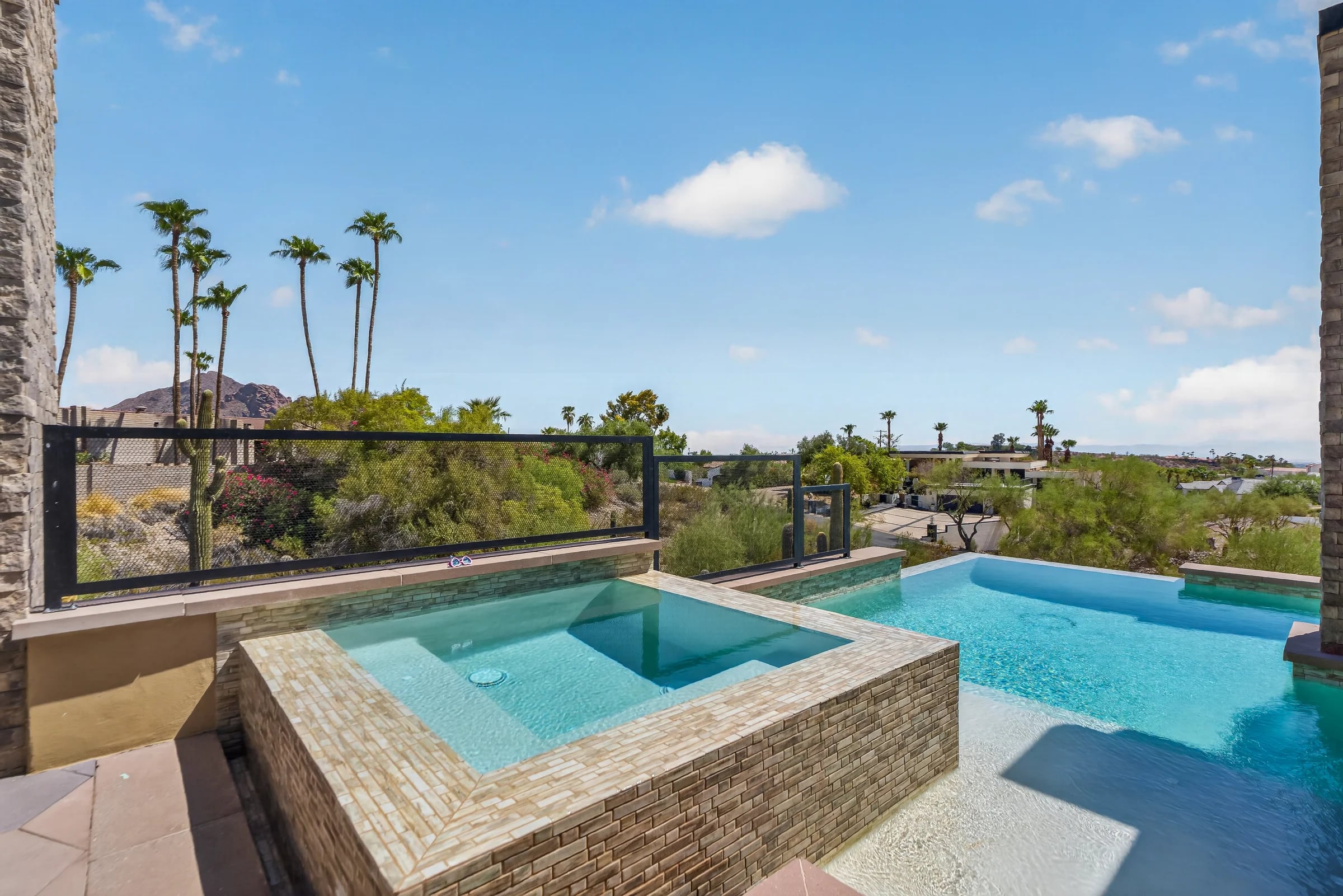A residential pool and spa overlooking the Valley.