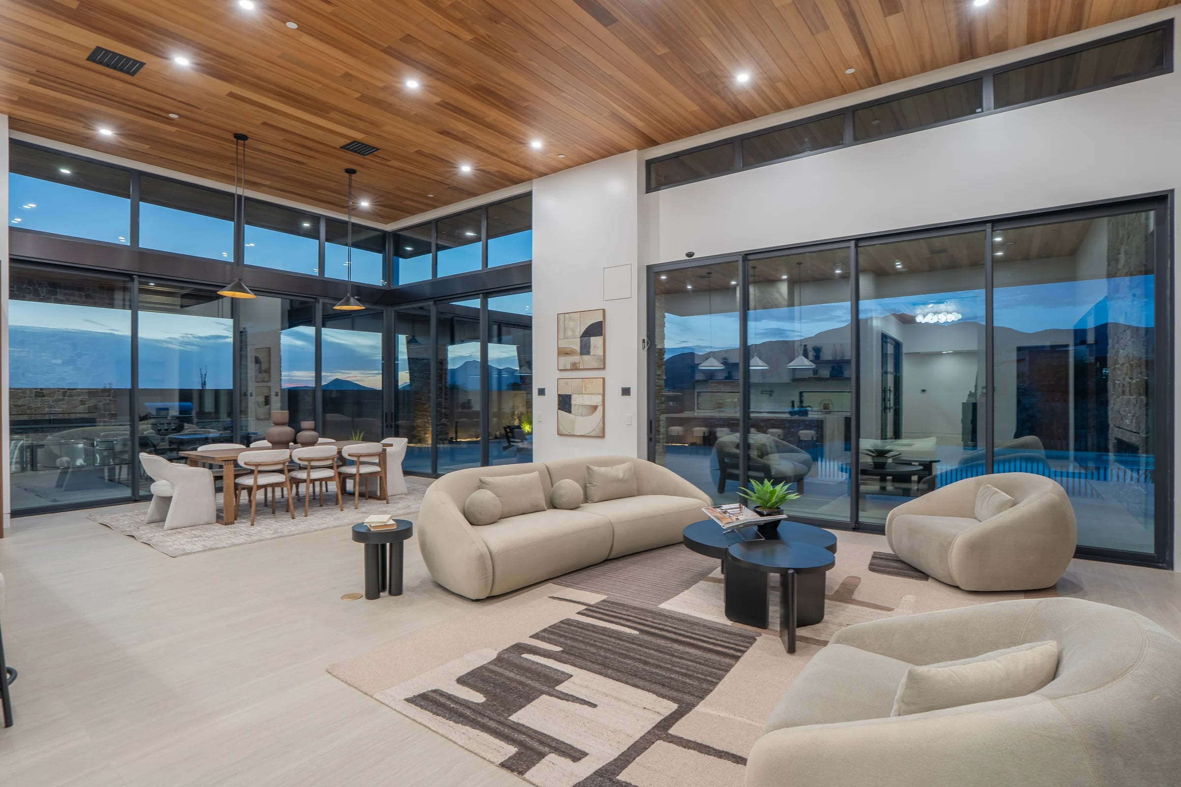 Warm evening light in the Salero great room.